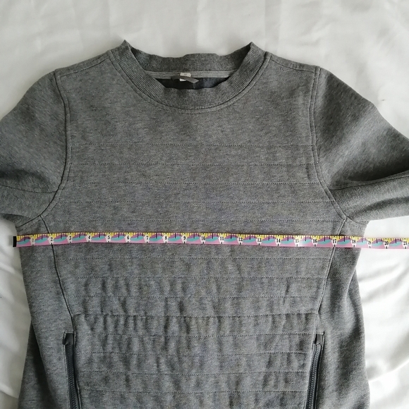 Lululemon Fleece Be True Crewneck Quilted Sweater Side Zippers Heathered Grey 4 - Picture 13 of 16